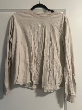 Nike Men’s Long-Sleeve Crew Tee — Light Beige/Off-White